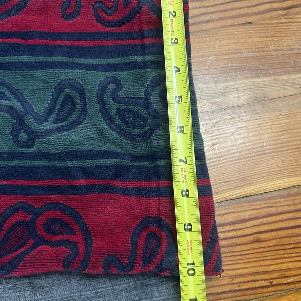 Vintage Turkish Cotton Blend Robe Knightsbridge OS Burgundy Green Paisley Belted - Picture 8 of 16
